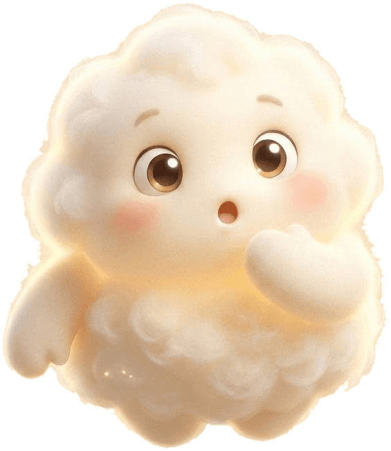 Sparky, a small cream cloud, thinking